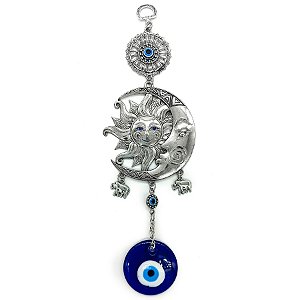 Pendulo Olho Grego Sol E Lua Amuleto De Proteção P/ Casa