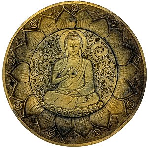 Incensario Porta Incenso Prato 12Cm Buda Dourado