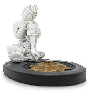 Incensario Mini Porta Incenso Oval Buda De Joelho