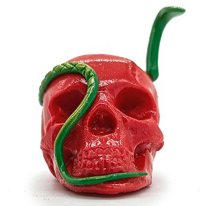Ofertorio Suporte Caveira Vermelha C/ Cobra Verde Ofertador Exu e Pombagira