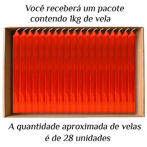 KIT 28 Velas Palito De Parafina 1Kg Vermelho