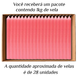 KIT 28 Velas Palito De Parafina 1Kg Rosa