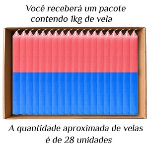 KIT 28 Velas Palito De Parafina 1Kg Rosa/Azul