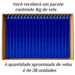 KIT 28 Velas Palito De Parafina 1Kg Azul Marinho