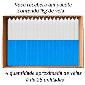 Vela Palito De Parafina 1Kg Branco/Azul