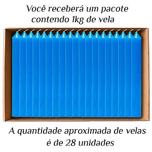 KIT 28 Velas Palito De Parafina 1Kg Azul