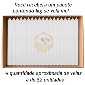 KIT 32 Velas Palito De Cera Aromatizada Mel 1Kg Branco