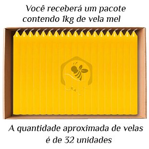 KIT 32 Velas Palito De Cera Aromatizada Mel 1Kg Amarelo