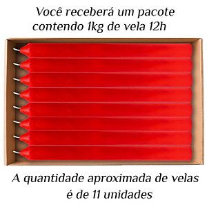 KIT 11 Velas Grande 12H De Parafina 1Kg Vermelho