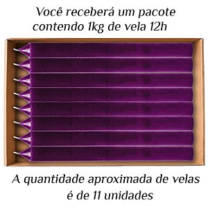 KIT 11 Velas Grande 12H De Parafina 1Kg Roxo