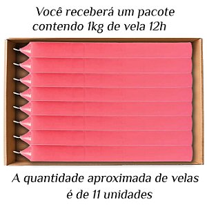 KIT 11 Velas Grande 12H De Parafina 1Kg Rosa