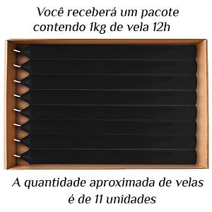 KIT 11 Velas Grande 12H De Parafina 1Kg Preto