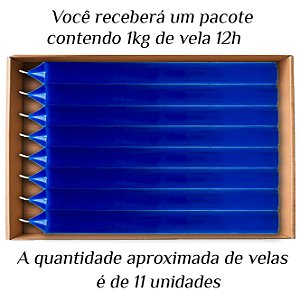 KIT 11 Velas Grande 12H De Parafina 1Kg Azul Marinho