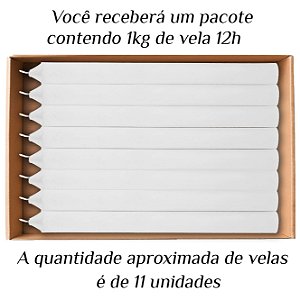 KIT 11 Velas Grande 12H De Parafina 1Kg Branco