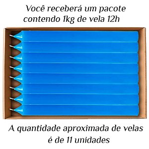 KIT 11 Velas Grande 12H De Parafina 1Kg Azul
