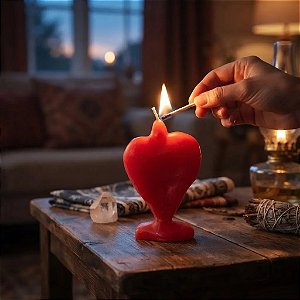 Vela De Magia Coração Vermelho