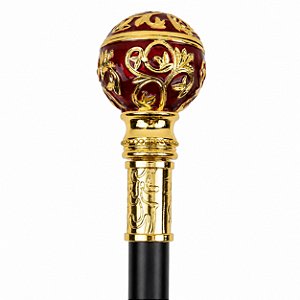 Bengala Premium com Adaga Rosqueável Topo Vermelho com Ornamentos Dourados