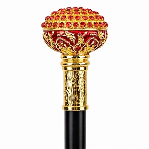 Bengala Premium com Adaga Rosqueável Topo Oval de Pedraria