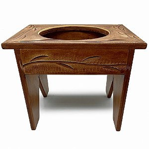 Suporte Banco Atabaque 1 Furo Mdf Premium Entalhado C/ Folha