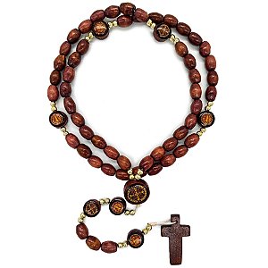 Rosário Terço Santo São Bento C/ Cruz De Madeira 35Cm