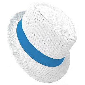 Chapéu Panamá Zé Pelintra Carioca Cais Branco Faixa Azul Claro