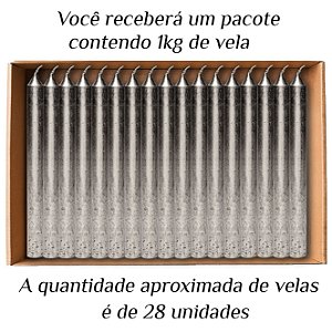 Vela Palito 20Cm De Parafina Prata 1Kg