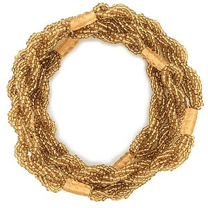 Guia Missanga Brajá Torcido Dourado Claro Miçanga Transp.