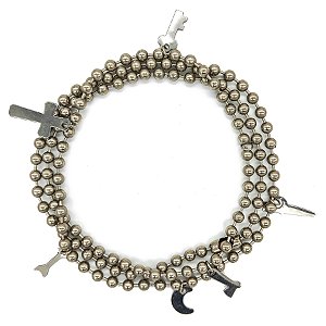 Guia De Aço Inox Sete 7 Linhas Umbanda Bolinha 4Mm