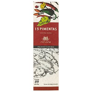 Incenso Natural Nirvana 9 Varetas 13 Pimentas Contra Inveja