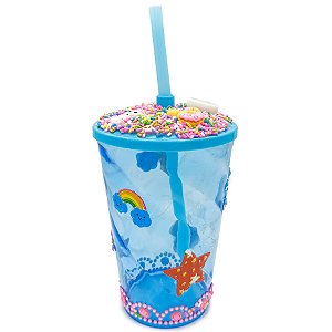 Copo Enfeitado P/ Erê Criança Diversos 500Ml Azul