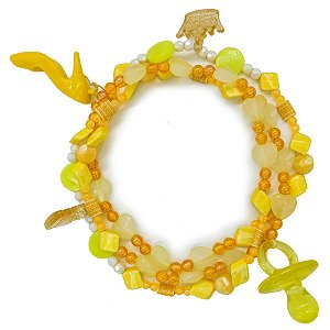 Guia Fio P/ Erê Criança De Umbanda C/ Pingentes Amarelo+Chupeta Amarela