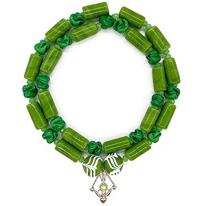 Guia Em Firmas De Murano Candomblé Verde/Branco M1