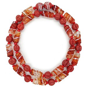 Guia Em Firmas De Murano Candomblé Vermelho/Branco Rajado