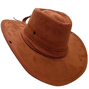 Chapéu Camurça Dobravel C/ Botão Lateral Boiadeiro Caramelo