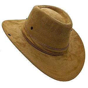 Chapéu Camurça Dobravel C/ Botão Lateral Boiadeiro Bege