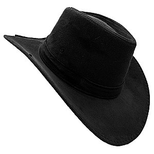 Chapéu Camurça Dobravel C/ Botão Lateral Boiadeiro Preto