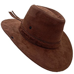Chapéu Camurça Dobravel C/ Botão Lateral Boiadeiro Marrom Claro