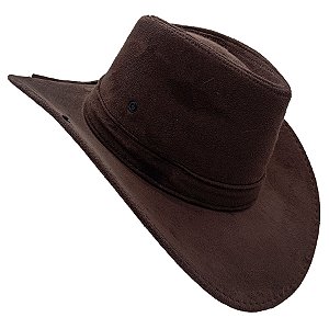 Chapéu Camurça Dobravel C/ Botão Lateral Boiadeiro Marrom Escuro