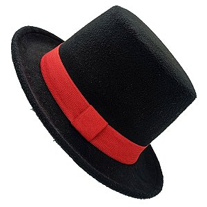 Cartola Alta De Camurça Com Faixa Removível Preto/Vermelho