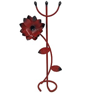 Garfo Tridente Vermelho C/ Flor E Pé 20Cm Ferragem P/ Assentamento