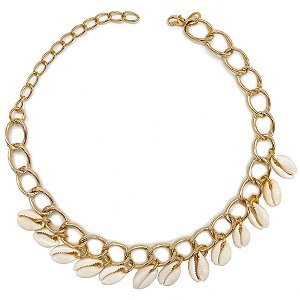 Colar Semijóia Corrente Grande C/ Búzios