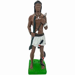 Imagem Caboclo De Resina 25Cm Realista Estátua