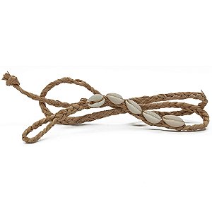 Contra Egun Trançado De Palha Da Costa C/ Cinco 5 Búzios