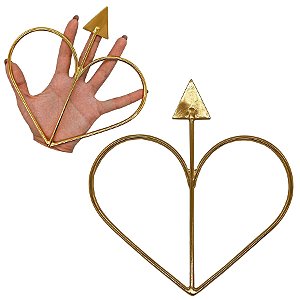 Arco Ofá Coração Grande Premium Dourado Ferramenta Orixá Ibá