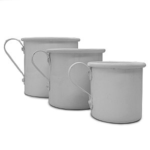 Caneca Branca Esmaltada Pequena Média Grande Preceito Tradicional