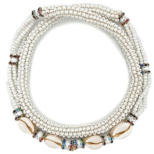 Brajá Chicote Missanga Branco C/ Búzios