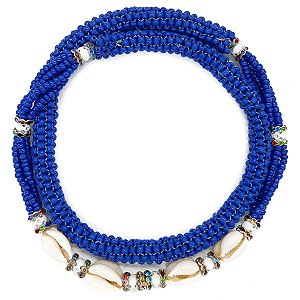 Brajá Chicote Missanga Marinho Leitosa C/ Búzios