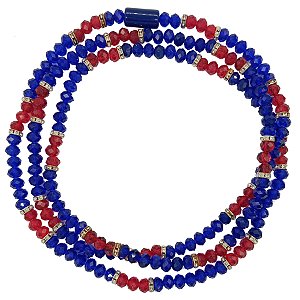 Guia de Cristal C/ Entremeios Strass e Firma Marinho/Vermelho