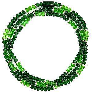 Guia de Cristal C/ Entremeios Strass e Firma Verde Escuro/Verde