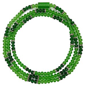 Guia de Cristal C/ Entremeios Strass e Firma Verde Claro/Verde Escuro